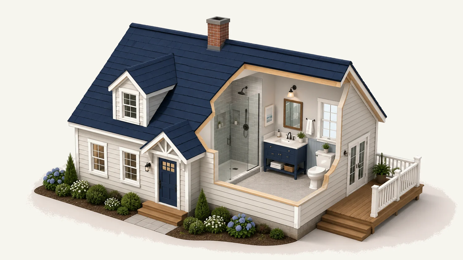 Illustration of a home exterior showing where Veskon works