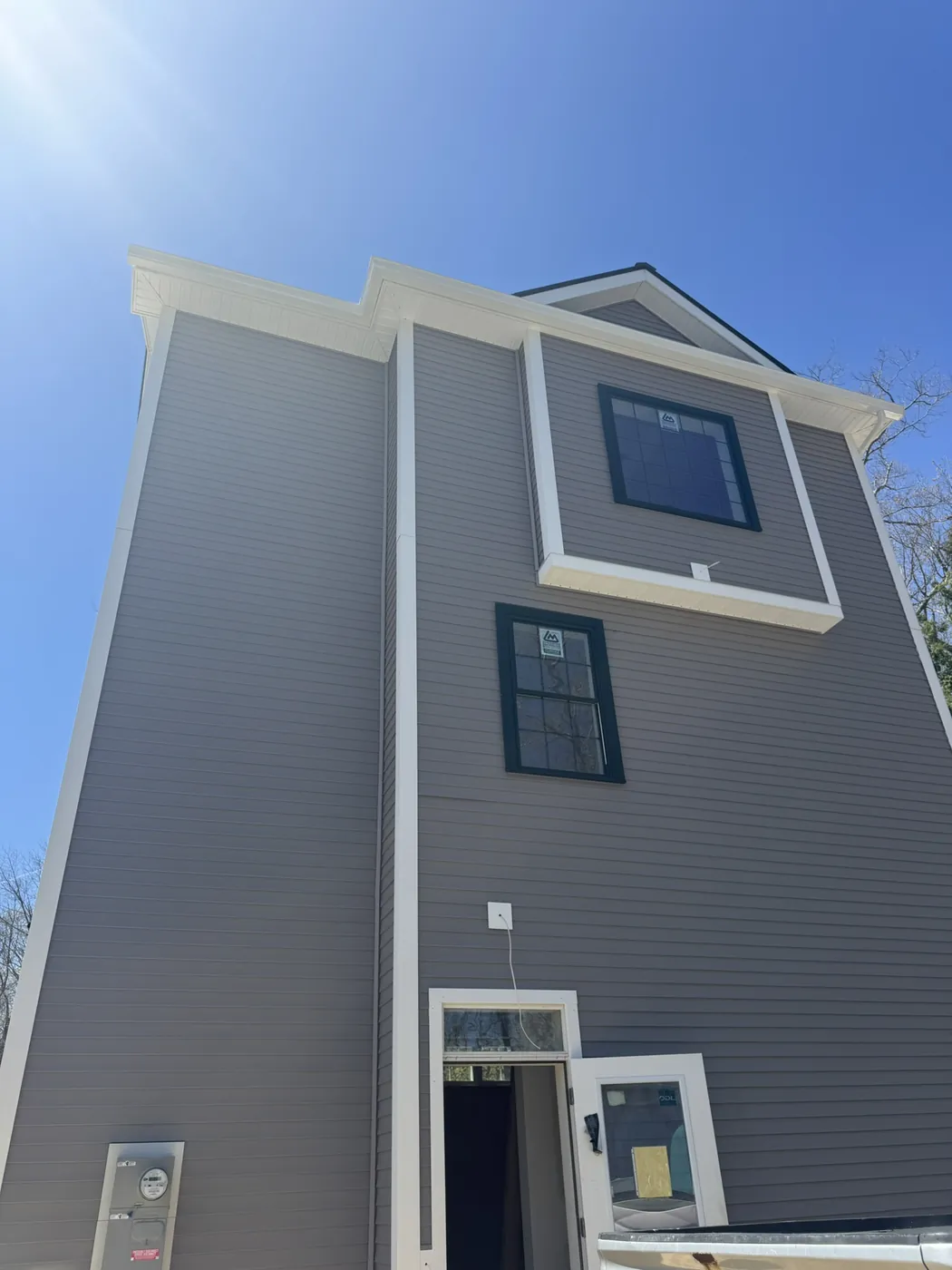 Finished siding on an outbuilding