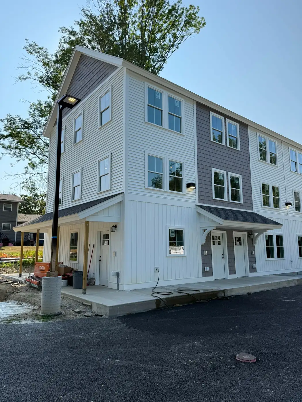 Gutter line and fascia on a completed exterior