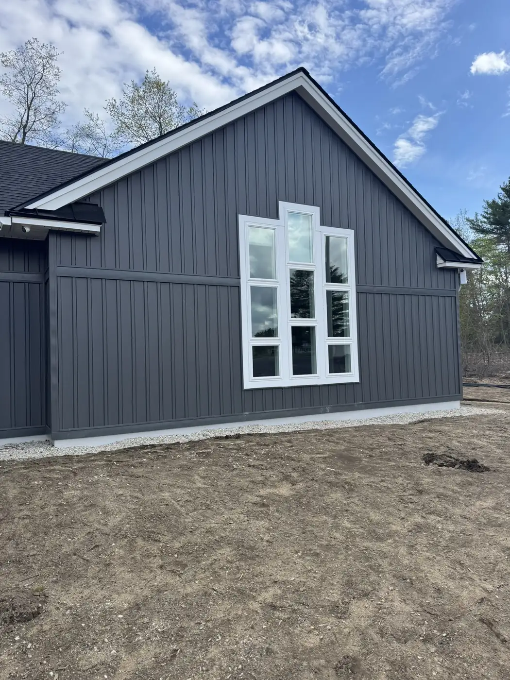 Windows and siding on a completed exterior