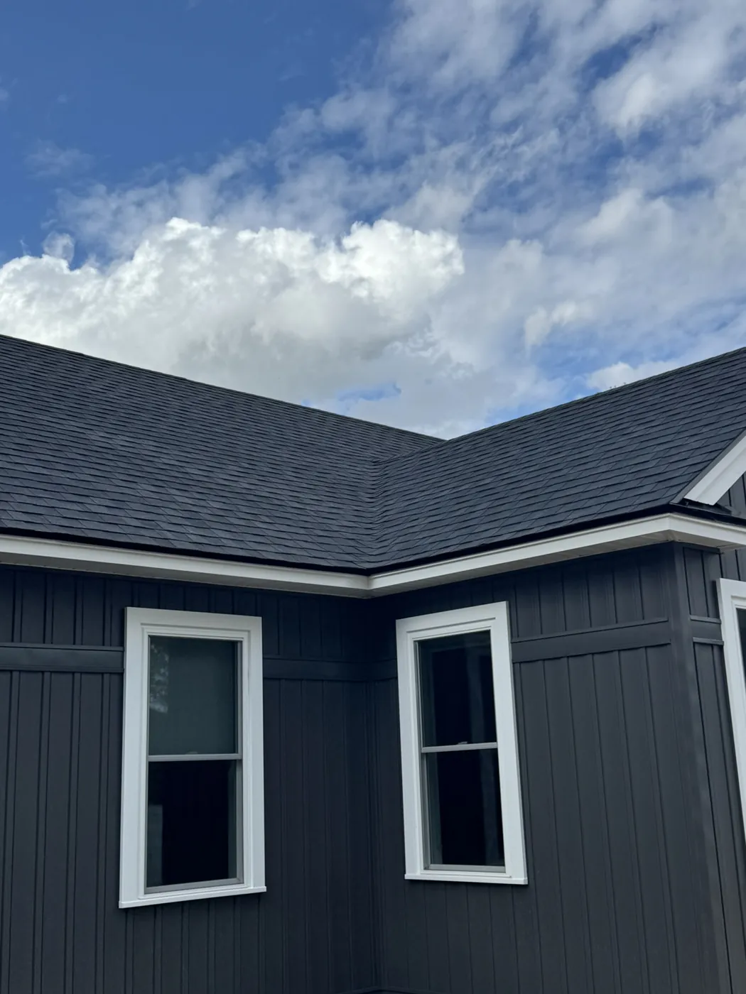 Siding detail on a finished building