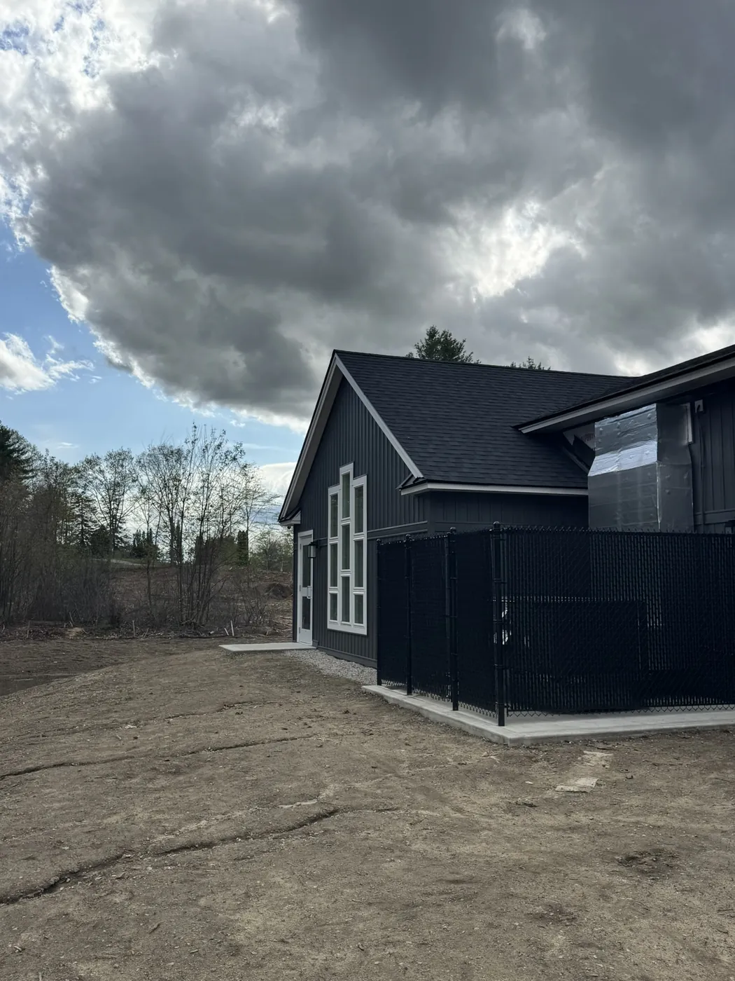 Finished windows and trim on an exterior