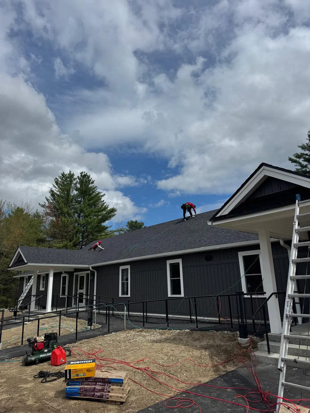Roofline and siding on a finished exterior